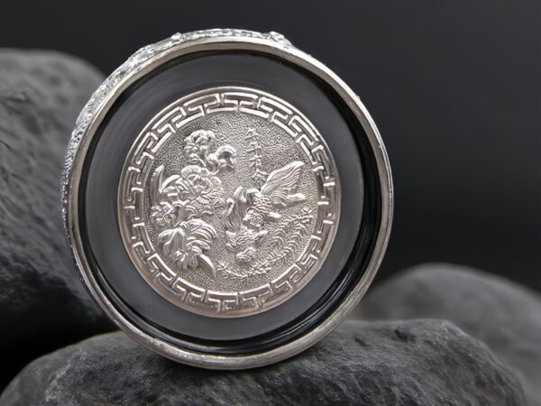 Dragon Carved 999 Silver Insulated Cup