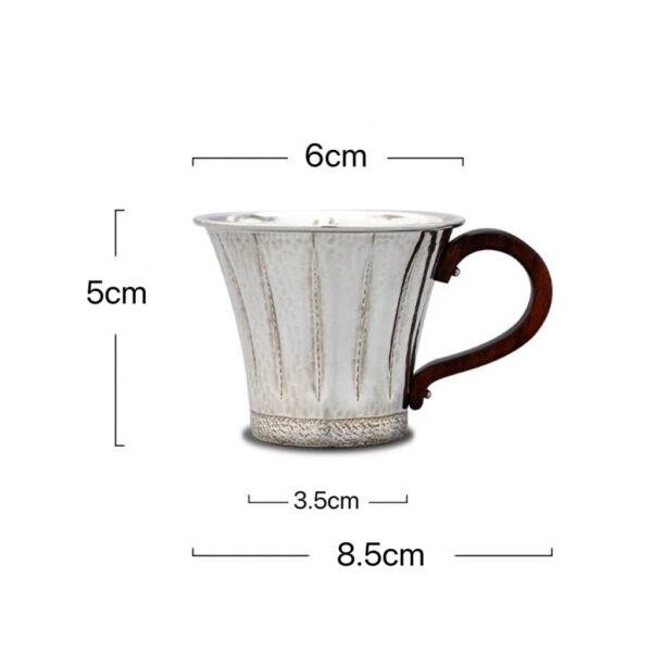 999 Pure Silver Handmade Coffee Cup - Heat Insulated Luxury Mug