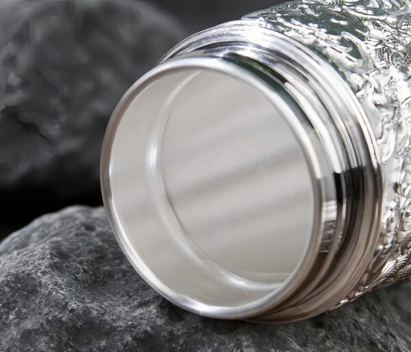 Dragon Carved 999 Silver Insulated Cup