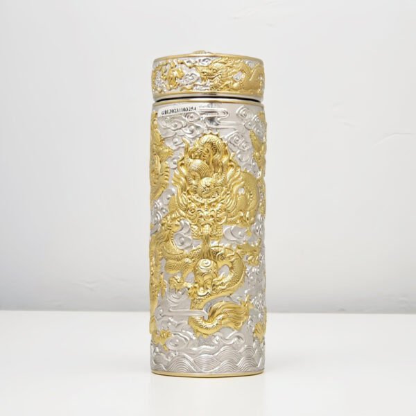 Dragon Carved 999 Silver Insulated Cup
