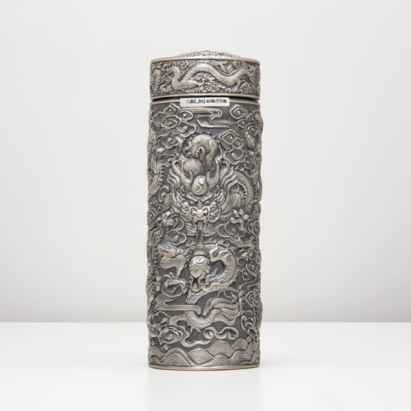 Dragon Carved 999 Silver Insulated Cup