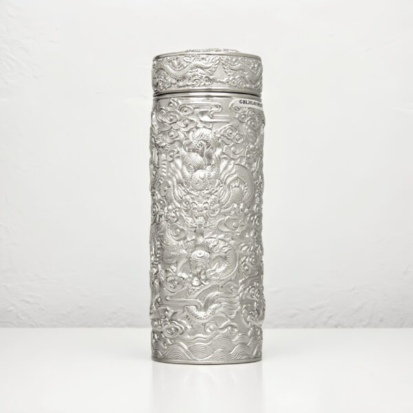 Dragon Carved 999 Silver Insulated Cup