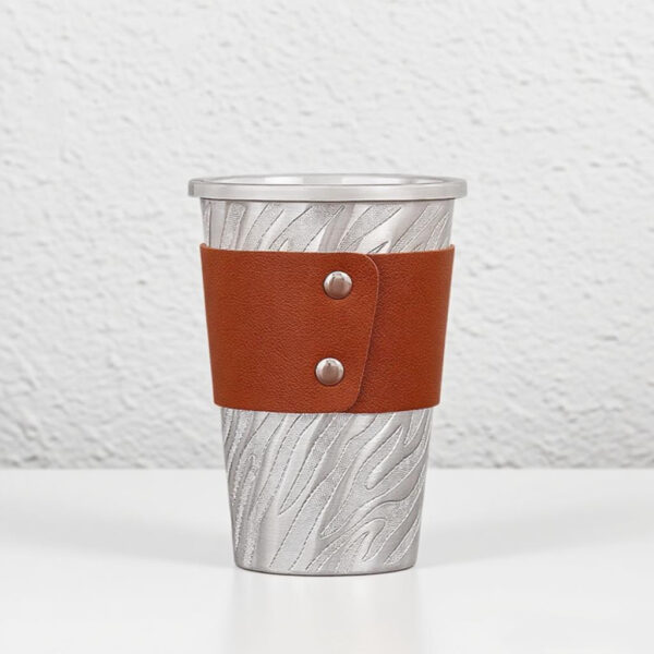 999 Pure Silver Water Ripple Mug-Handmade Coffee Cup