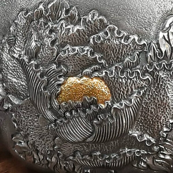 999 Pure Silver Cup - Hand-Engraved Peony Flower Design