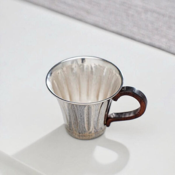 999 Pure Silver Handmade Coffee Cup - Heat Insulated Luxury Mug