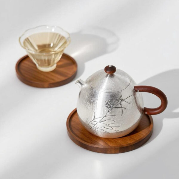 Handmade Dragon Egg Silver Teapot - 999 Pure Silver