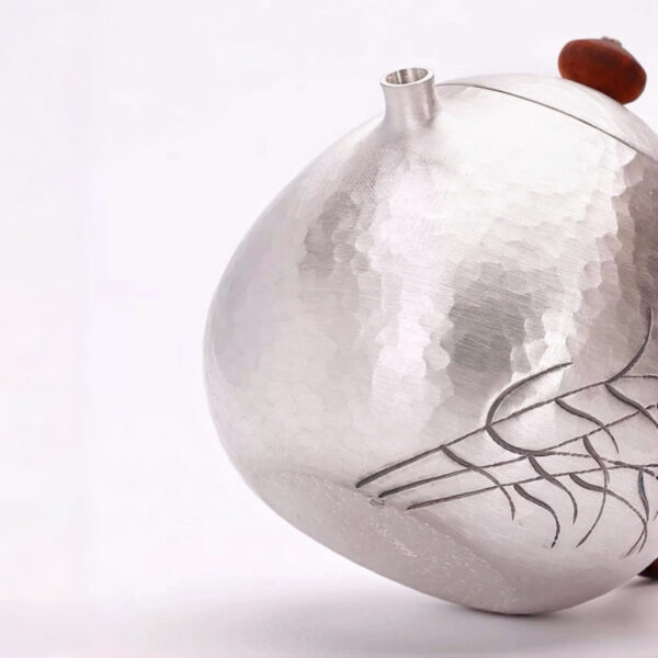 Handmade Dragon Egg Silver Teapot - 999 Pure Silver